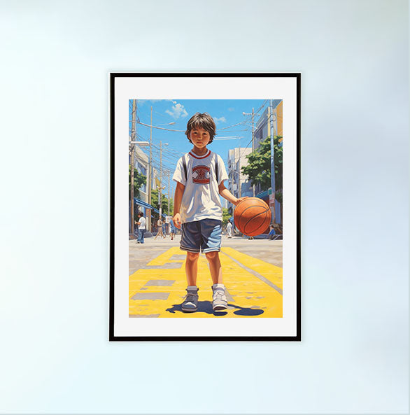 バスケのアートポスター黒フレームあり