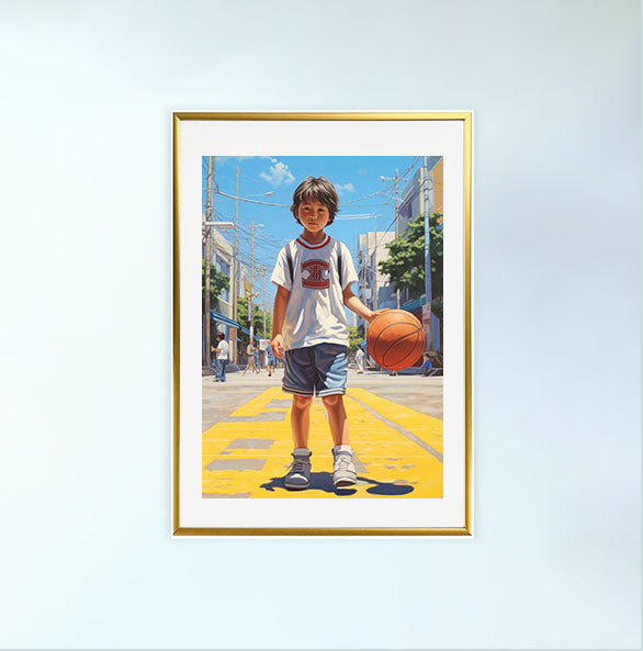 バスケのアートポスター金フレームあり