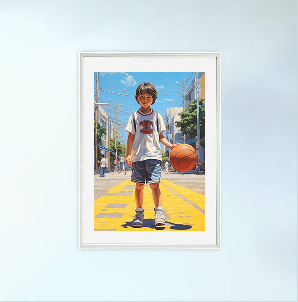 バスケのアートポスター白フレームあり