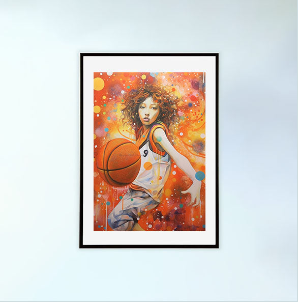 バスケのアートポスター黒フレームあり