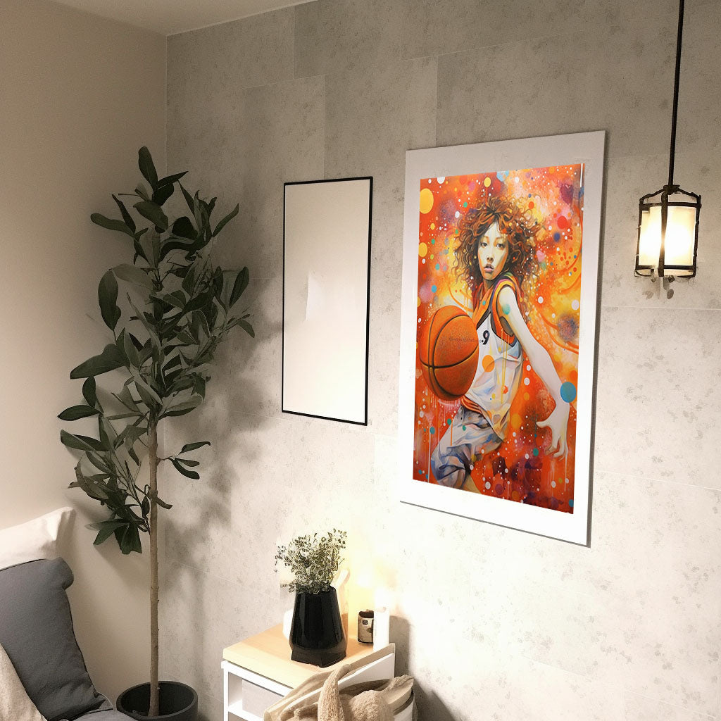 バスケのアートポスター廊下配置イメージ