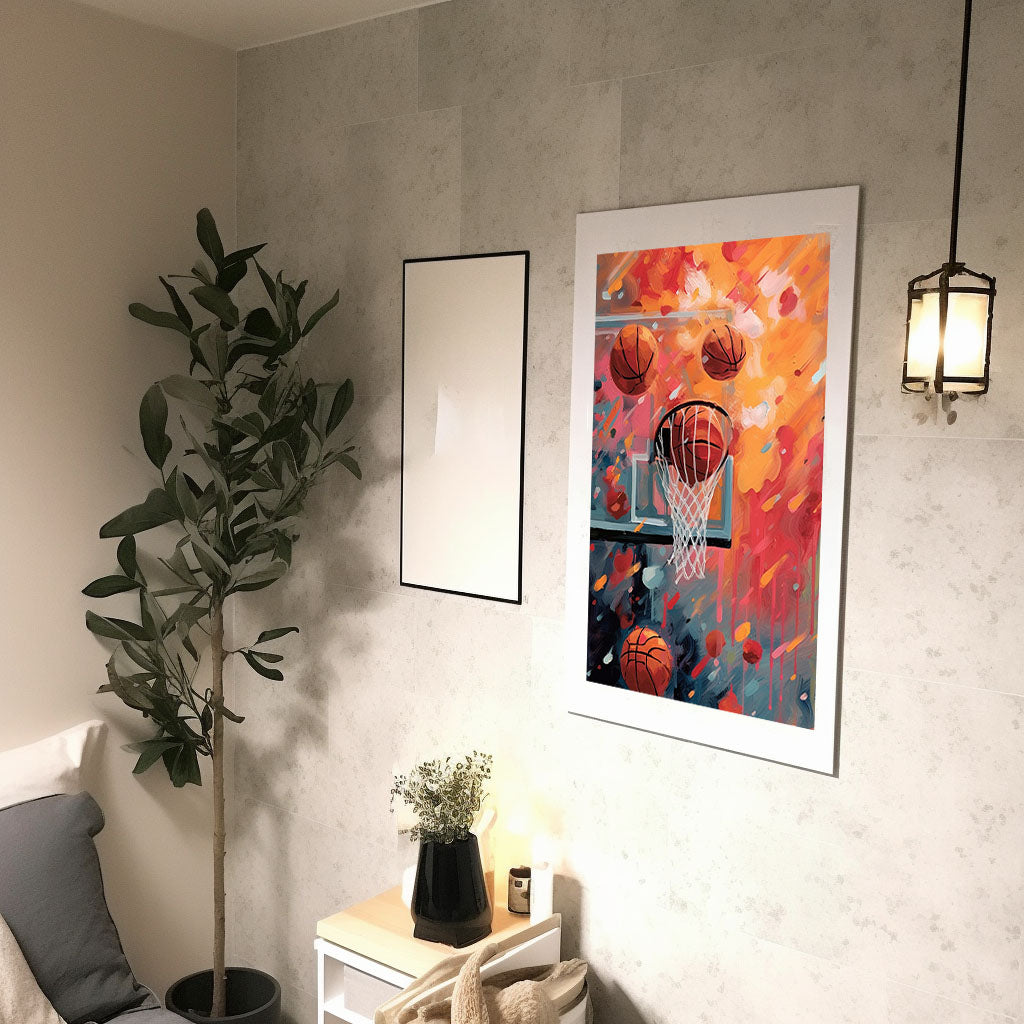 バスケのアートポスター廊下配置イメージ