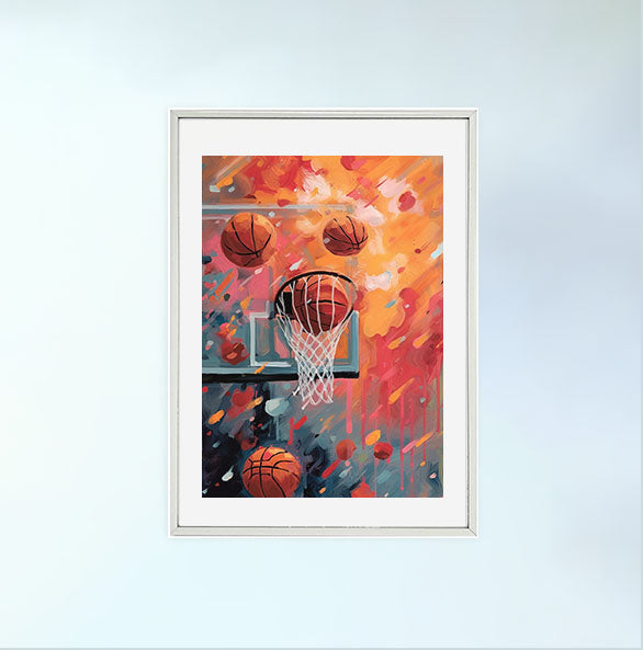 バスケのアートポスター銀フレームあり