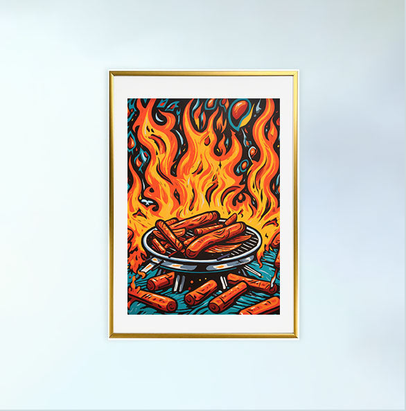 bbqのアートポスター金フレームあり