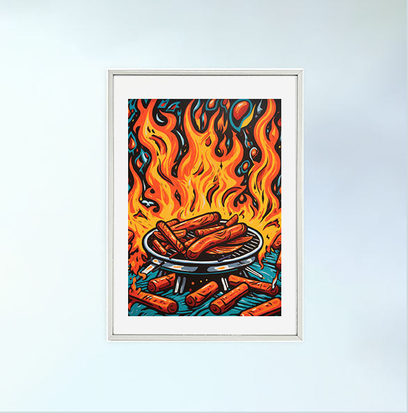 bbqのアートポスター銀フレームあり