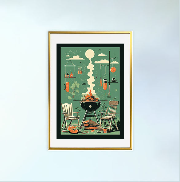 bbqのアートポスター金フレームあり