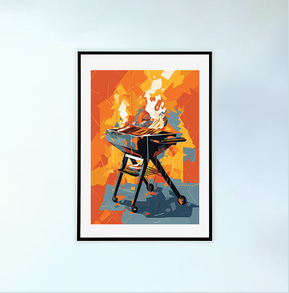 bbqのアートポスター黒フレームあり