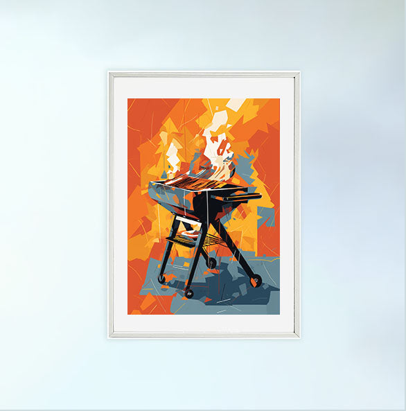 bbqのアートポスター白フレームあり
