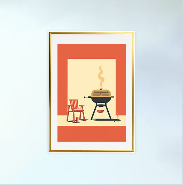 bbqのアートポスター金フレームあり