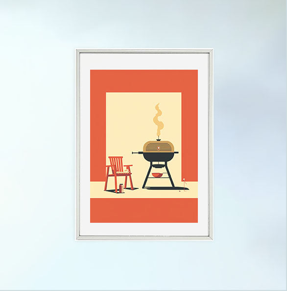 bbqのアートポスター銀フレームあり