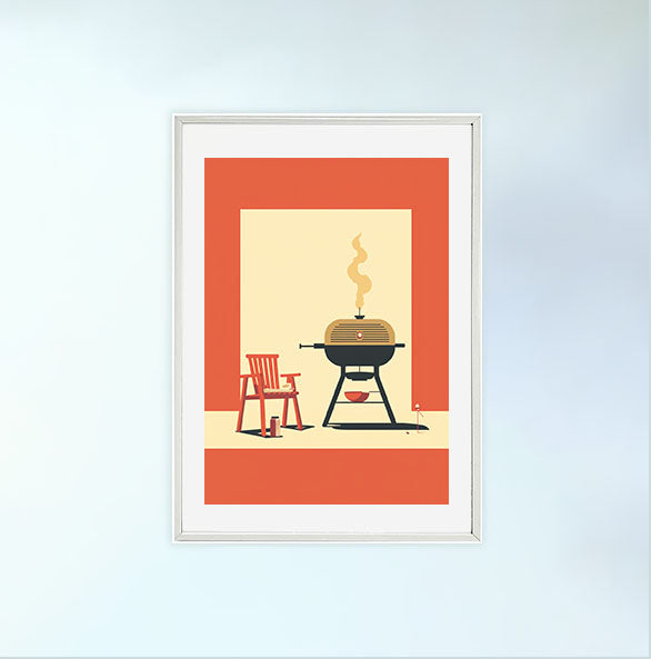 bbqのアートポスター白フレームあり