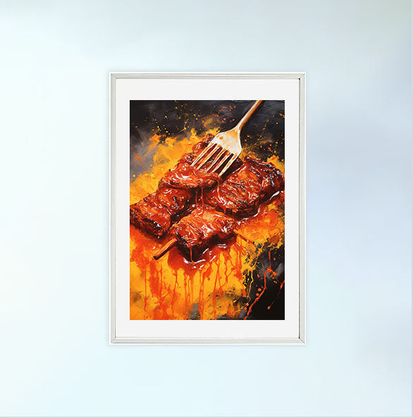 bbqのアートポスター白フレームあり