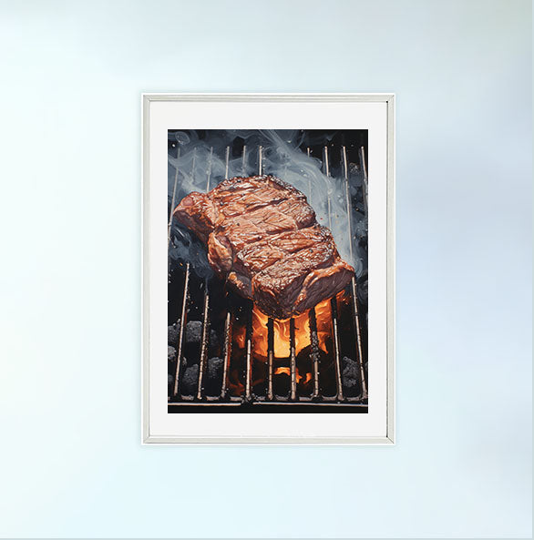 bbqのアートポスター白フレームあり