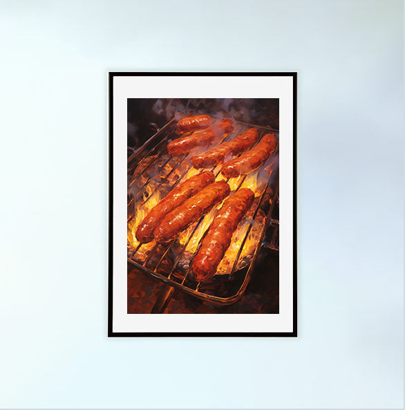 bbqのアートポスター黒フレームあり