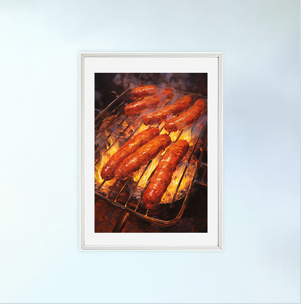 bbqのアートポスター白フレームあり