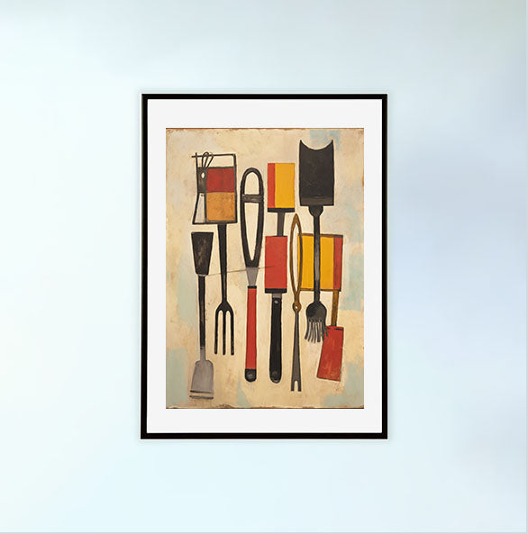 bbqのアートポスター黒フレームあり