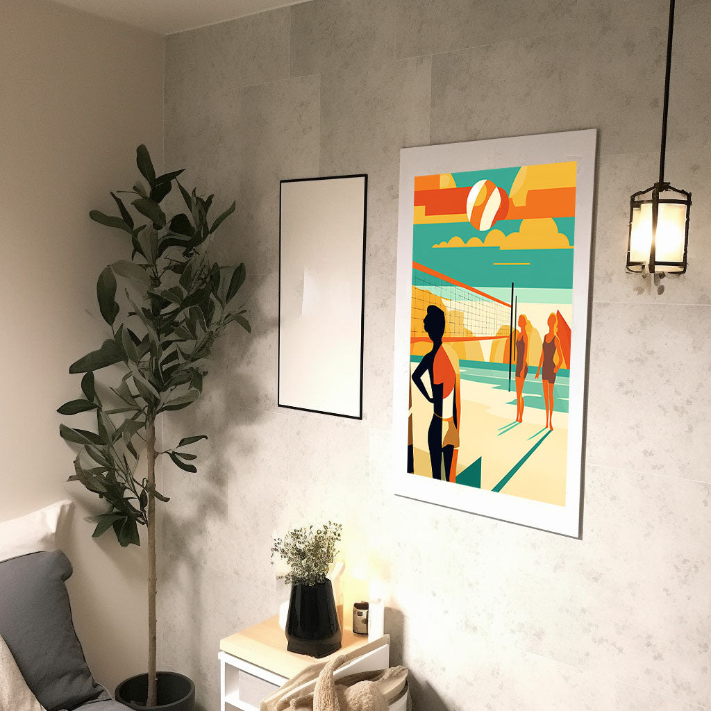 ビーチバレーのアートポスター廊下配置イメージ