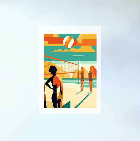 ビーチバレーのアートポスター原画のみ設置イメージ