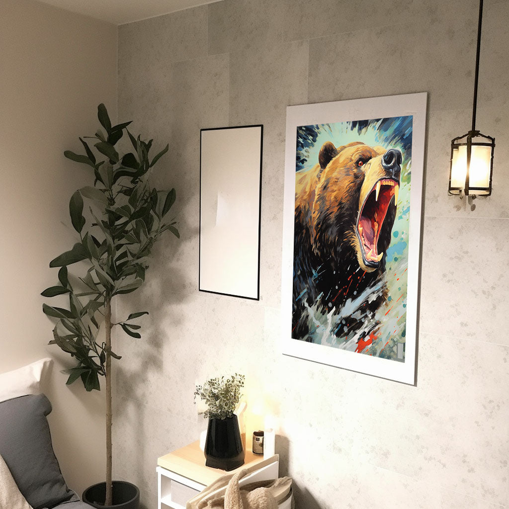 熊のアートポスター廊下配置イメージ