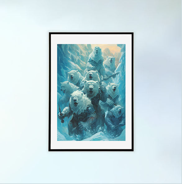 熊のアートポスター黒フレームあり