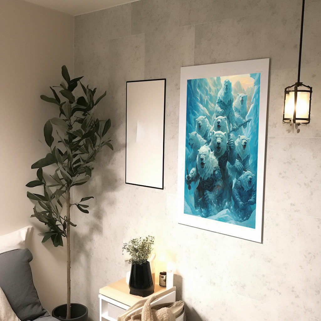 熊のアートポスター廊下配置イメージ