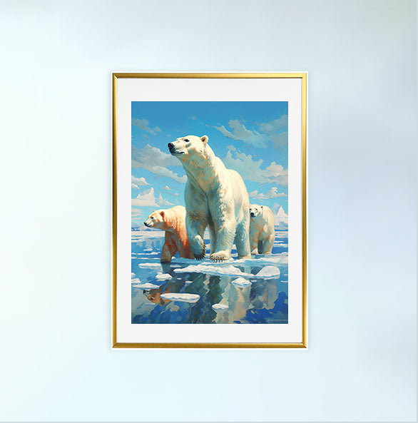 熊のアートポスター金フレームあり