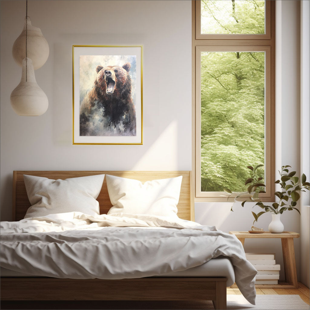 熊のアートポスター寝室配置イメージ
