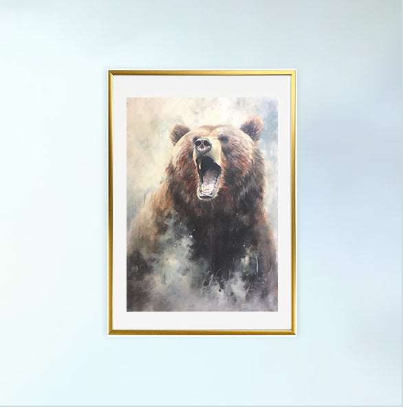 熊のアートポスター金フレームあり