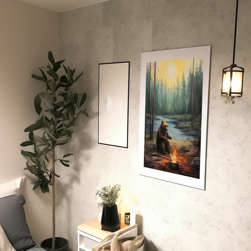 熊のアートポスター廊下配置イメージ