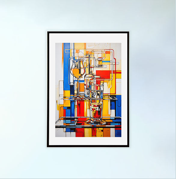 ビールのアートポスター黒フレームあり