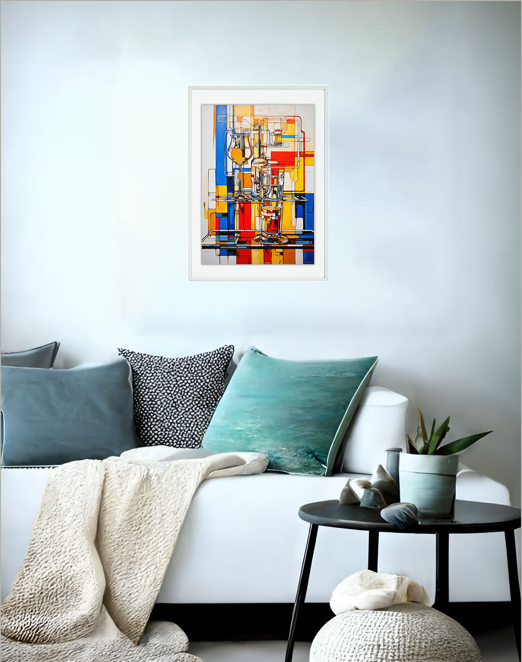 ビールのアートポスターソファ配置イメージ