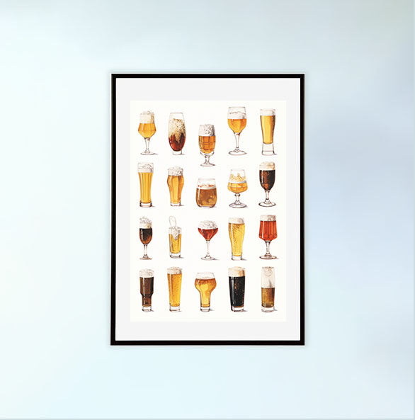 ビールのアートポスター黒フレームあり