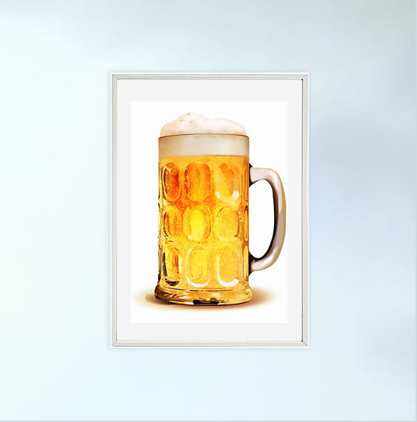 ビールのアートポスター白フレームあり