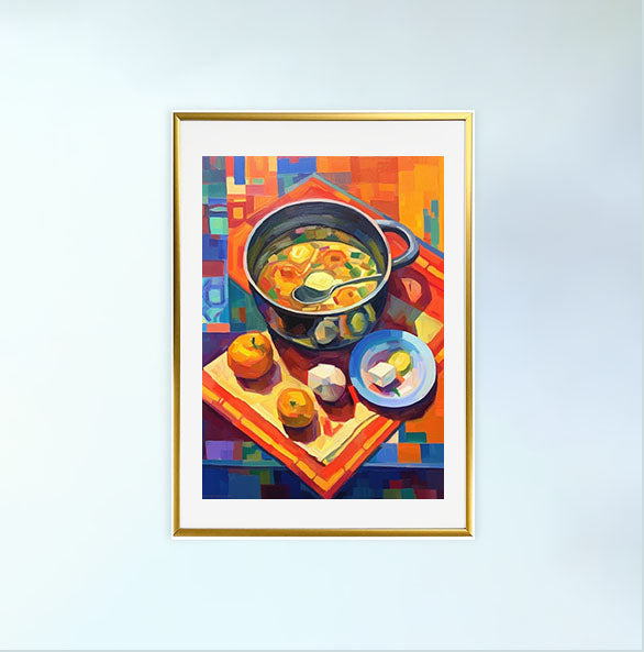 お弁当のアートポスター金フレームあり