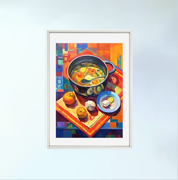 お弁当のアートポスター銀フレームあり