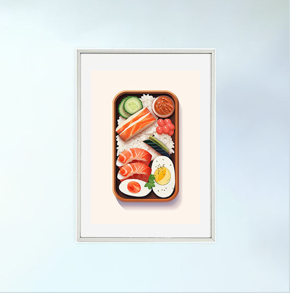 お弁当のアートポスター銀フレームあり