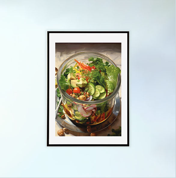 お弁当のアートポスター黒フレームあり