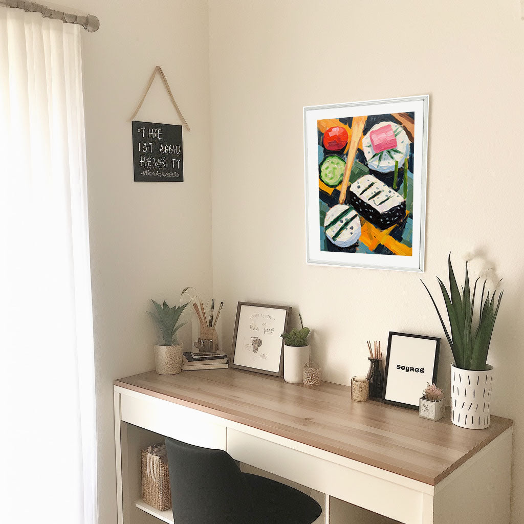 お弁当のアートポスター机配置イメージ