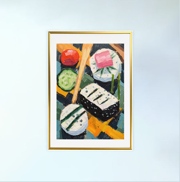 お弁当のアートポスター金フレームあり