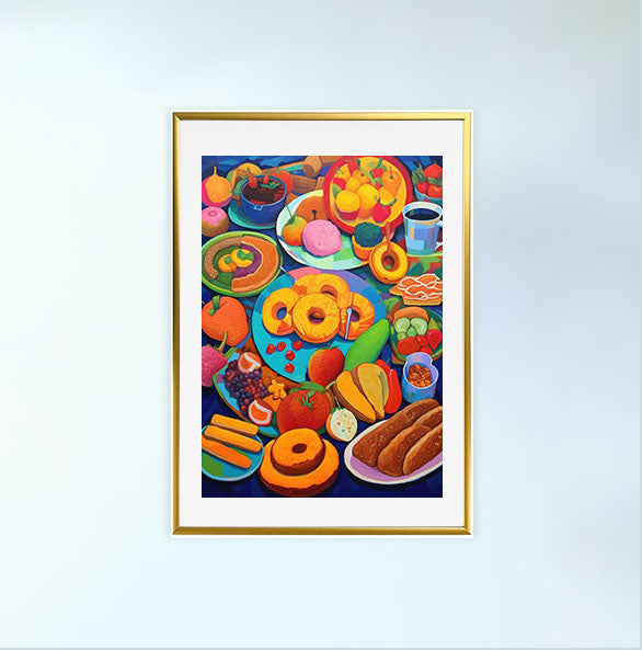 お弁当のアートポスター金フレームあり