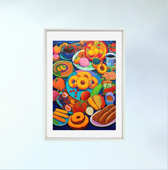 お弁当のアートポスター銀フレームあり