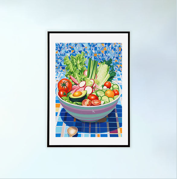 お弁当のアートポスター黒フレームあり