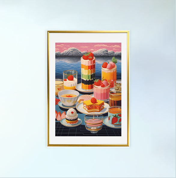 お弁当のアートポスター金フレームあり