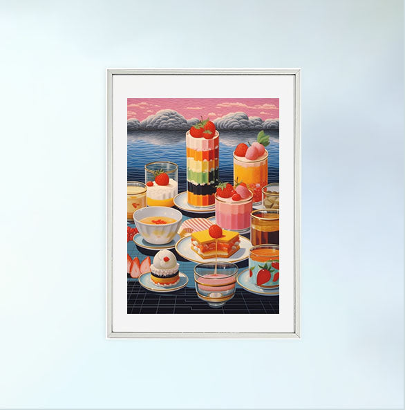 お弁当のアートポスター銀フレームあり