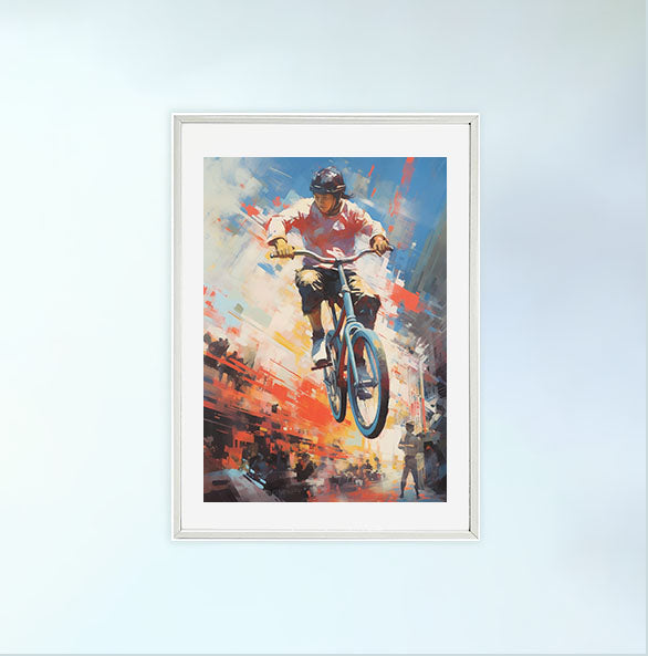 自転車のアートポスター白フレームあり