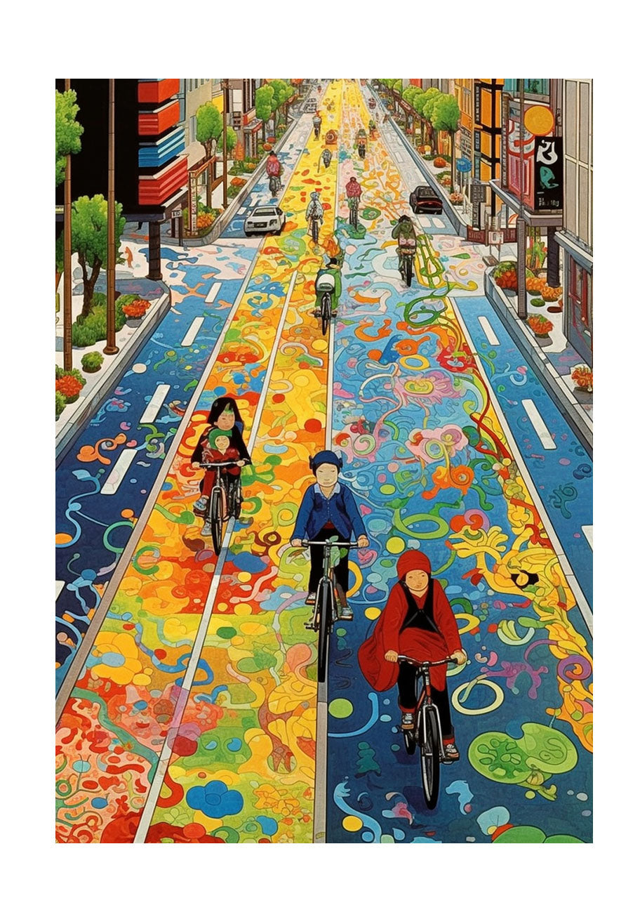 自転車のアートポスター原画のみ