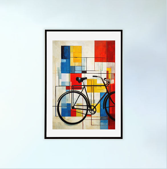 自転車のアートポスター黒フレームあり