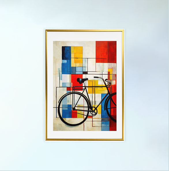 自転車のアートポスター金フレームあり