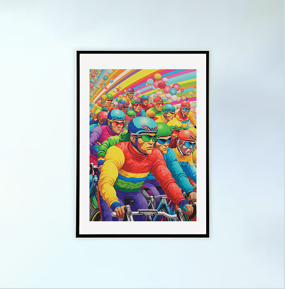 自転車のアートポスター黒フレームあり