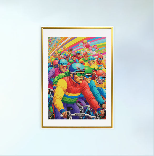 自転車のアートポスター金フレームあり
